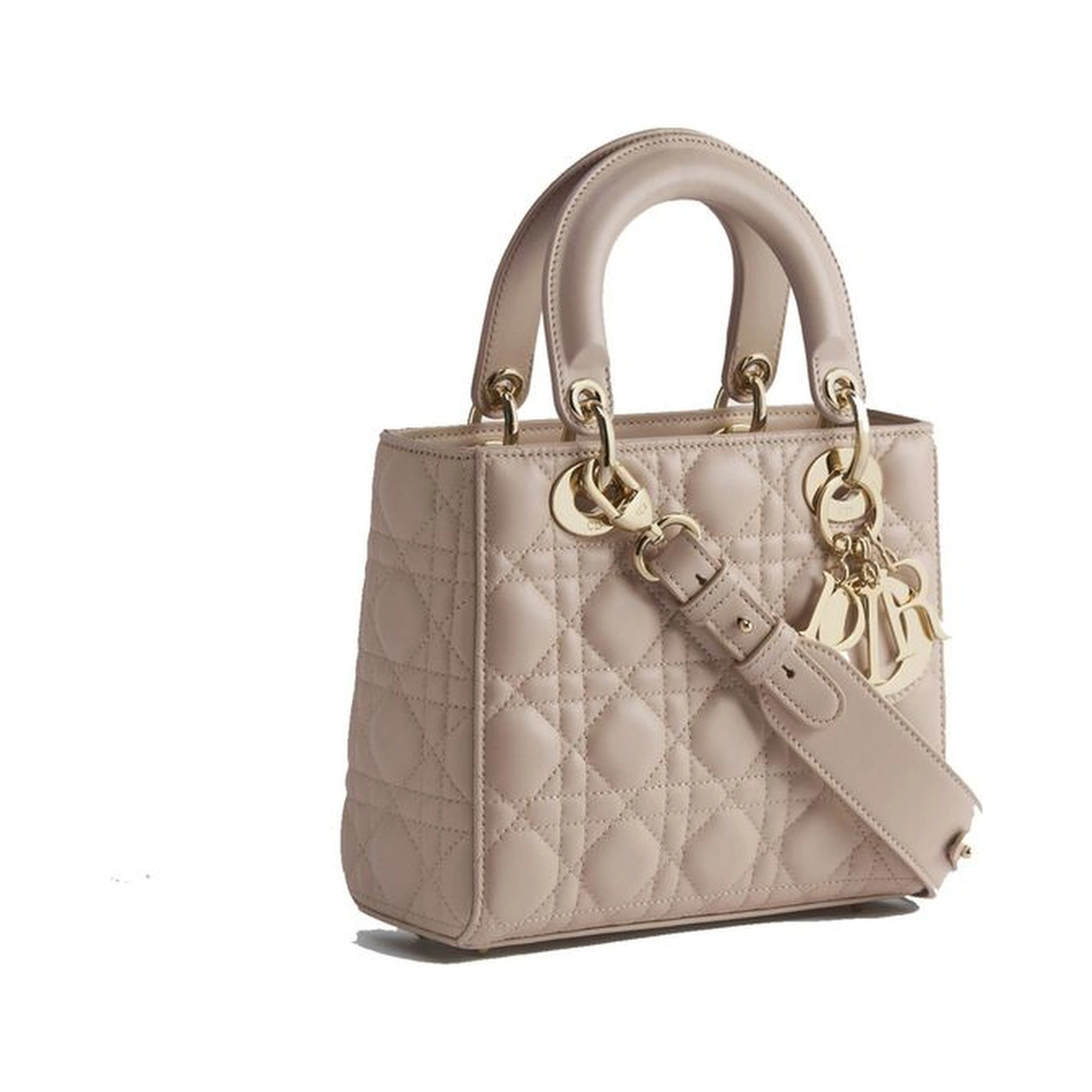 Beige Lamb Leather Shoulder Bag