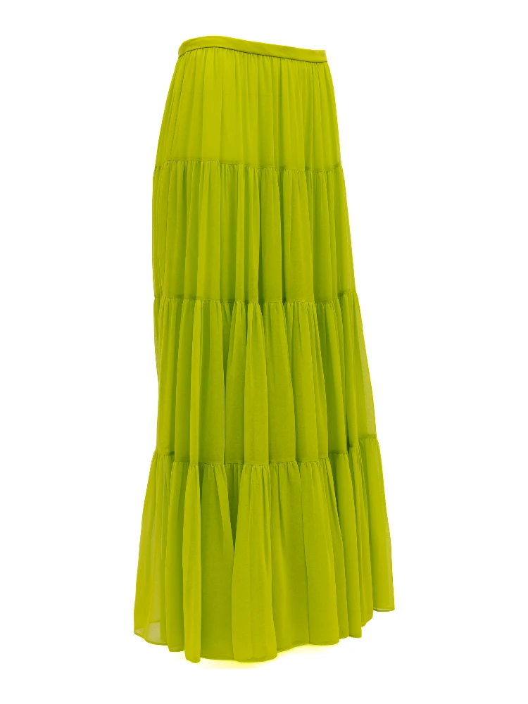 Lime Green Flowing Maxi Skirt