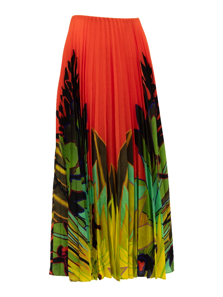 Orange Pleated Floral Skirt alternative