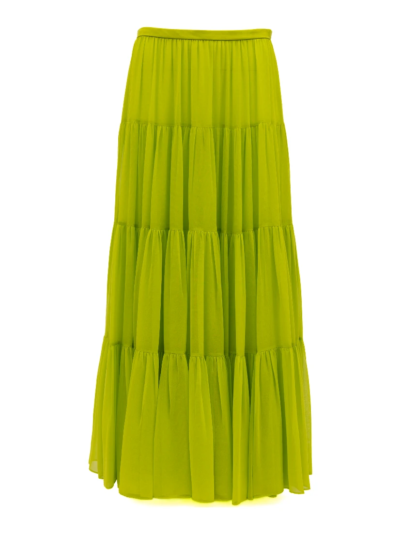 Lime Green Flowing Maxi Skirt