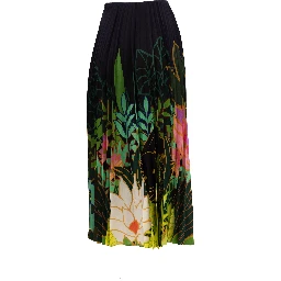 Pleated Floral Maxi Skirt