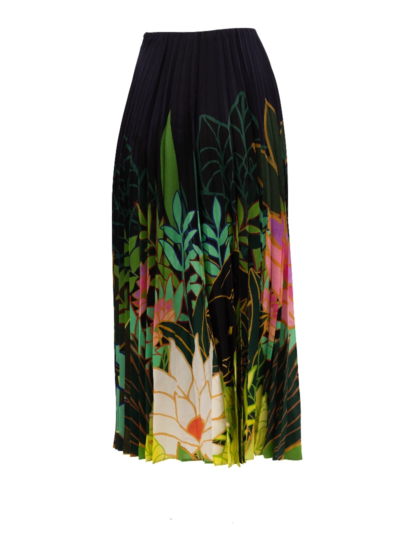 Pleated Floral Maxi Skirt
