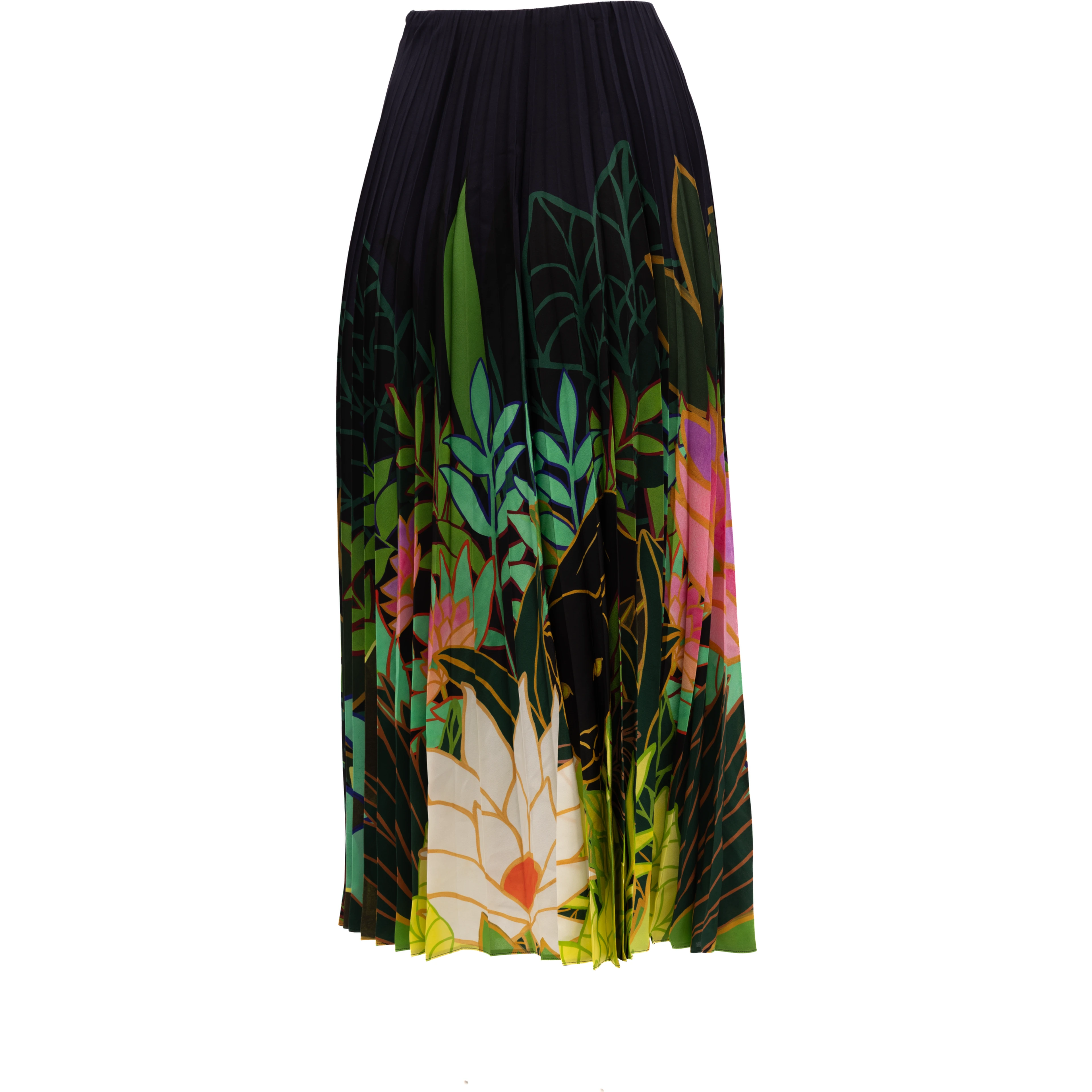 Pleated Floral Maxi Skirt