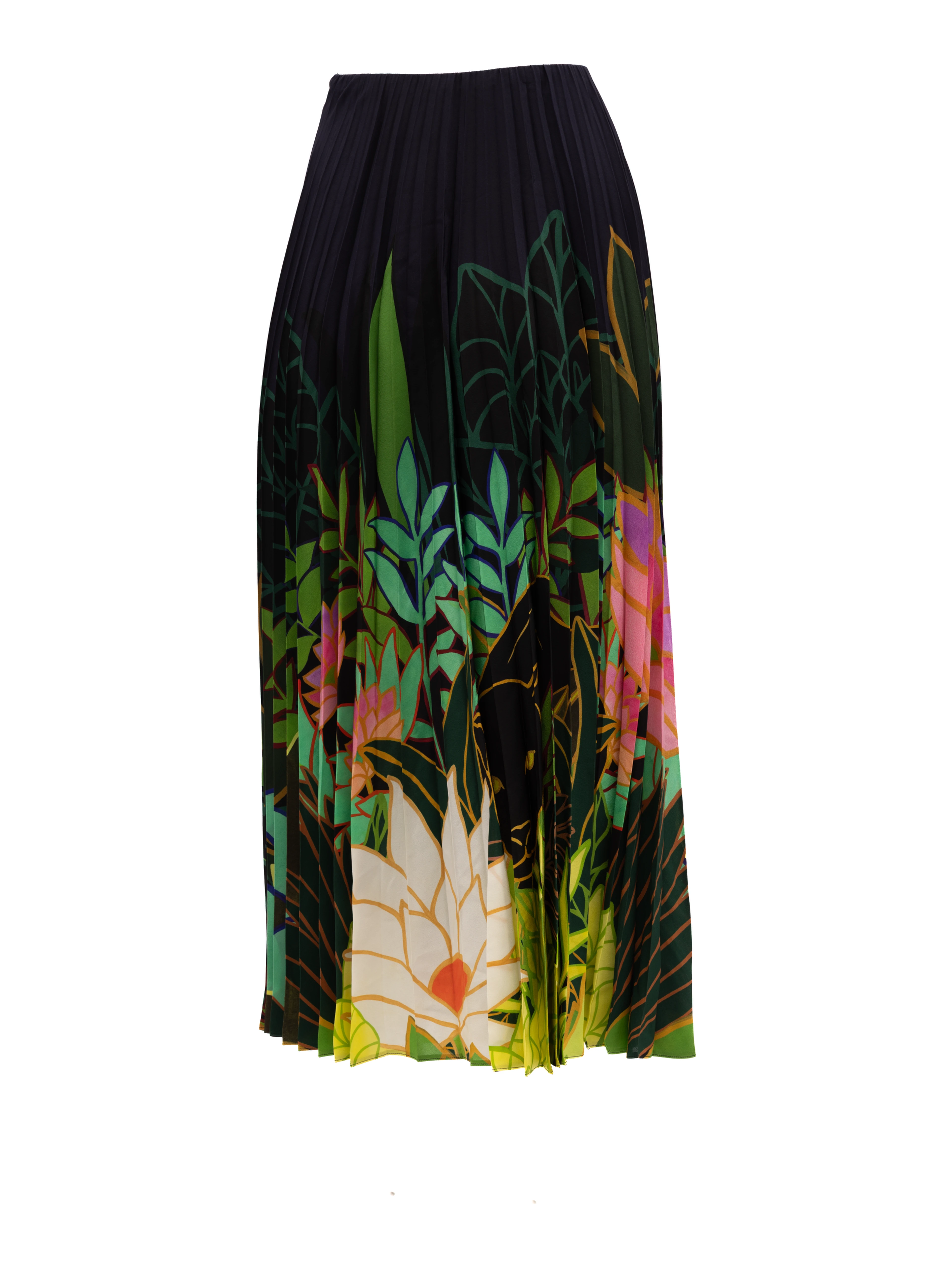 Pleated Floral Maxi Skirt