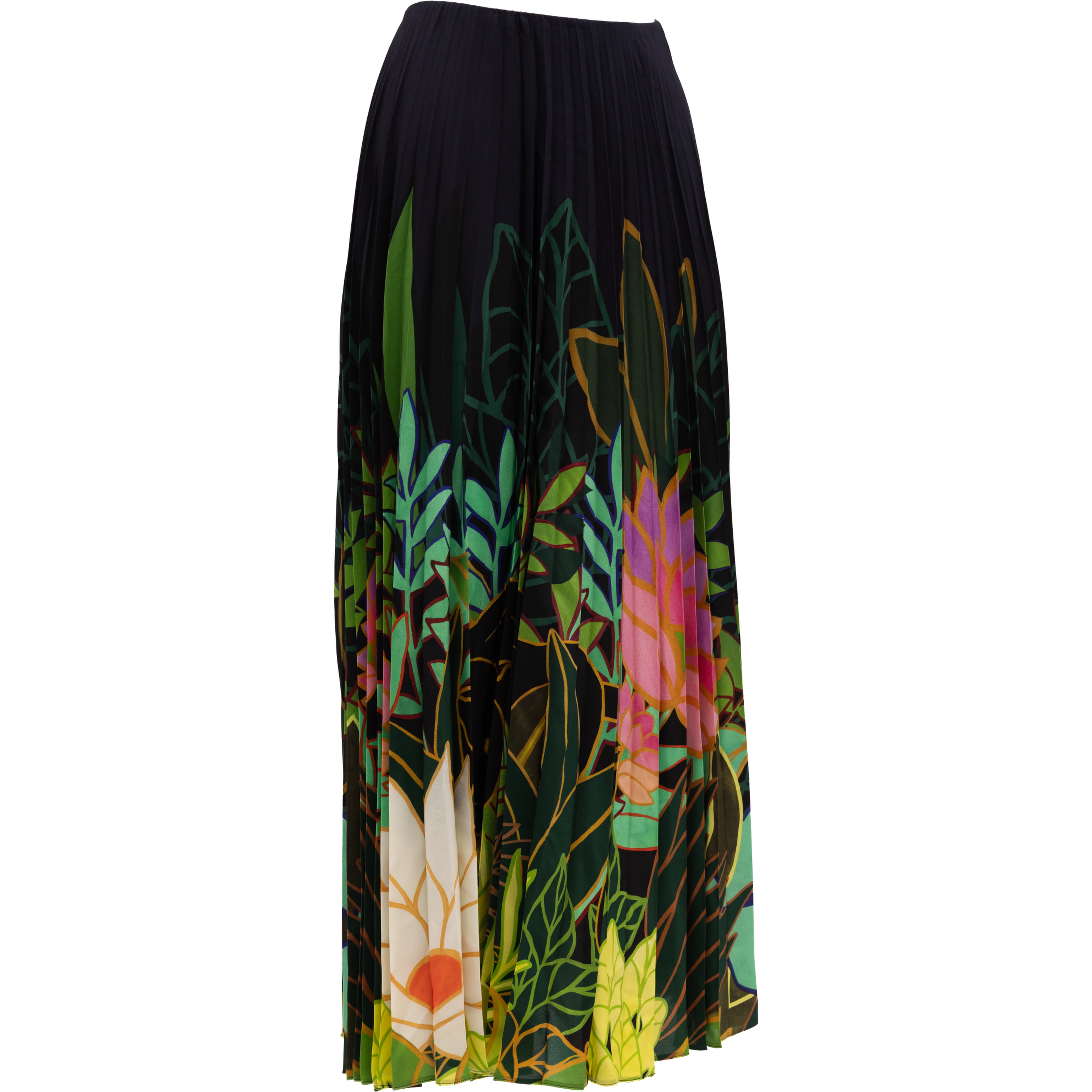 Pleated Floral Maxi Skirt