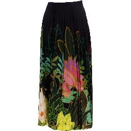 Pleated Floral Maxi Skirt
