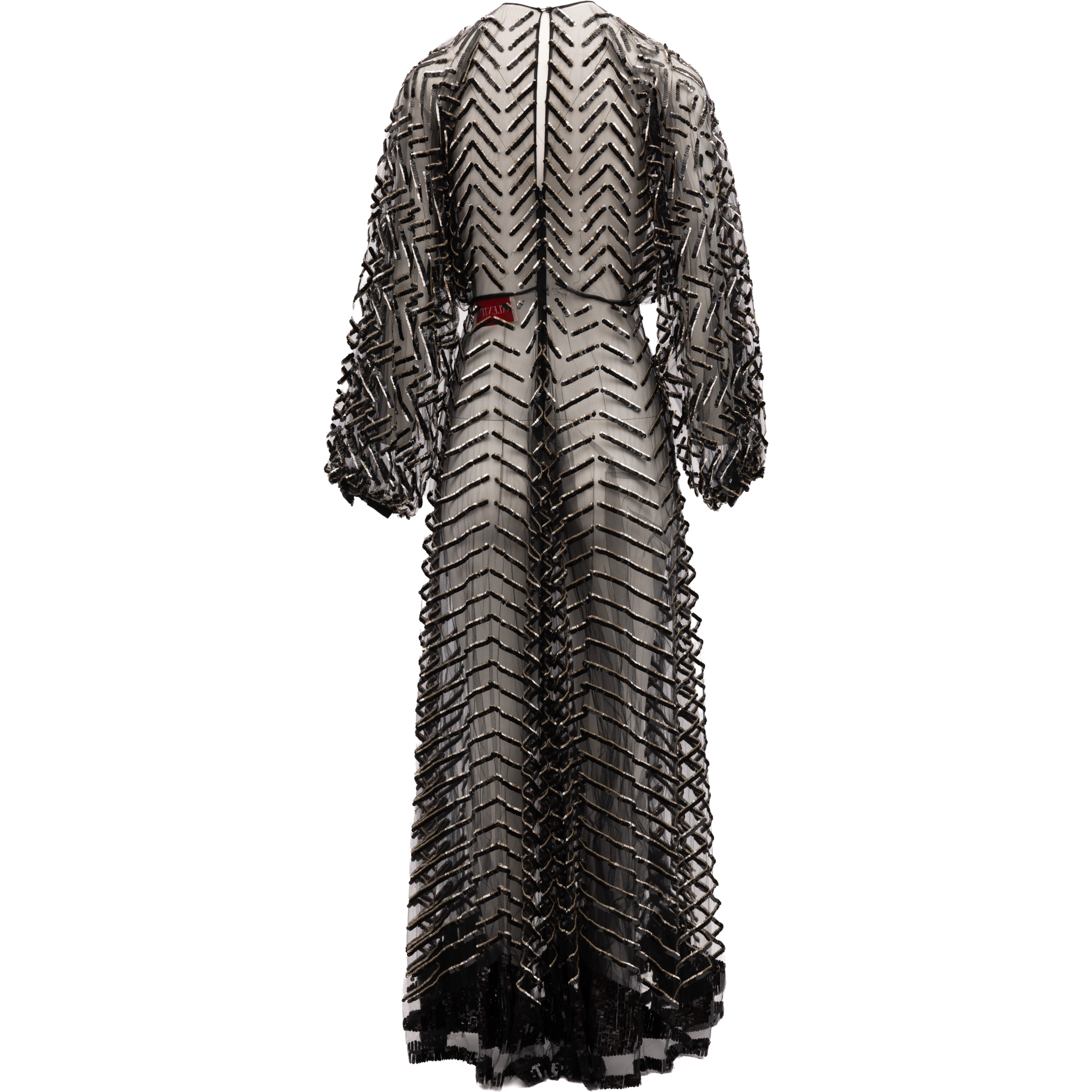Black Embroidered Evening Dress