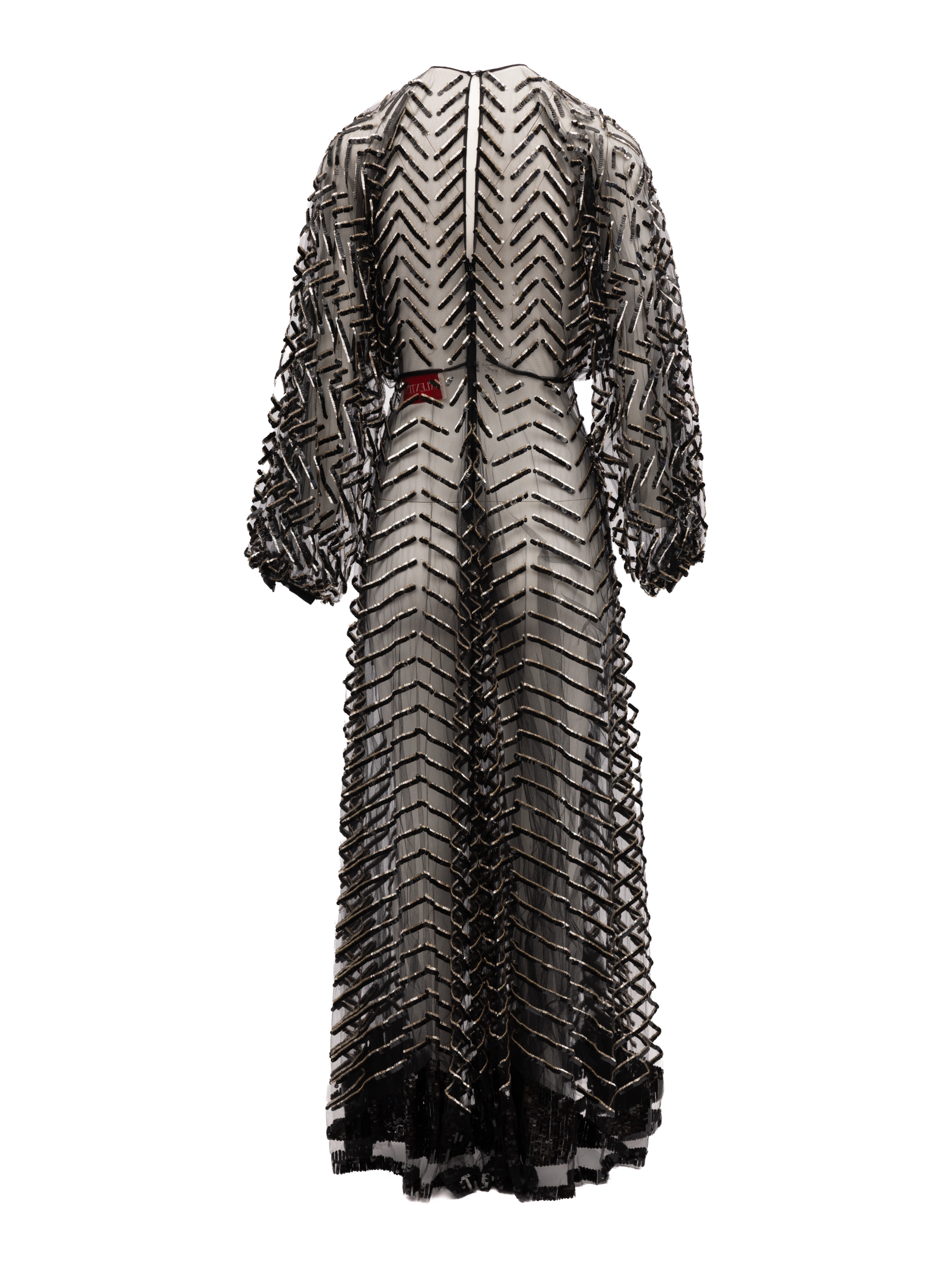 Black Embroidered Evening Dress