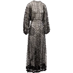 Black Embroidered Evening Dress