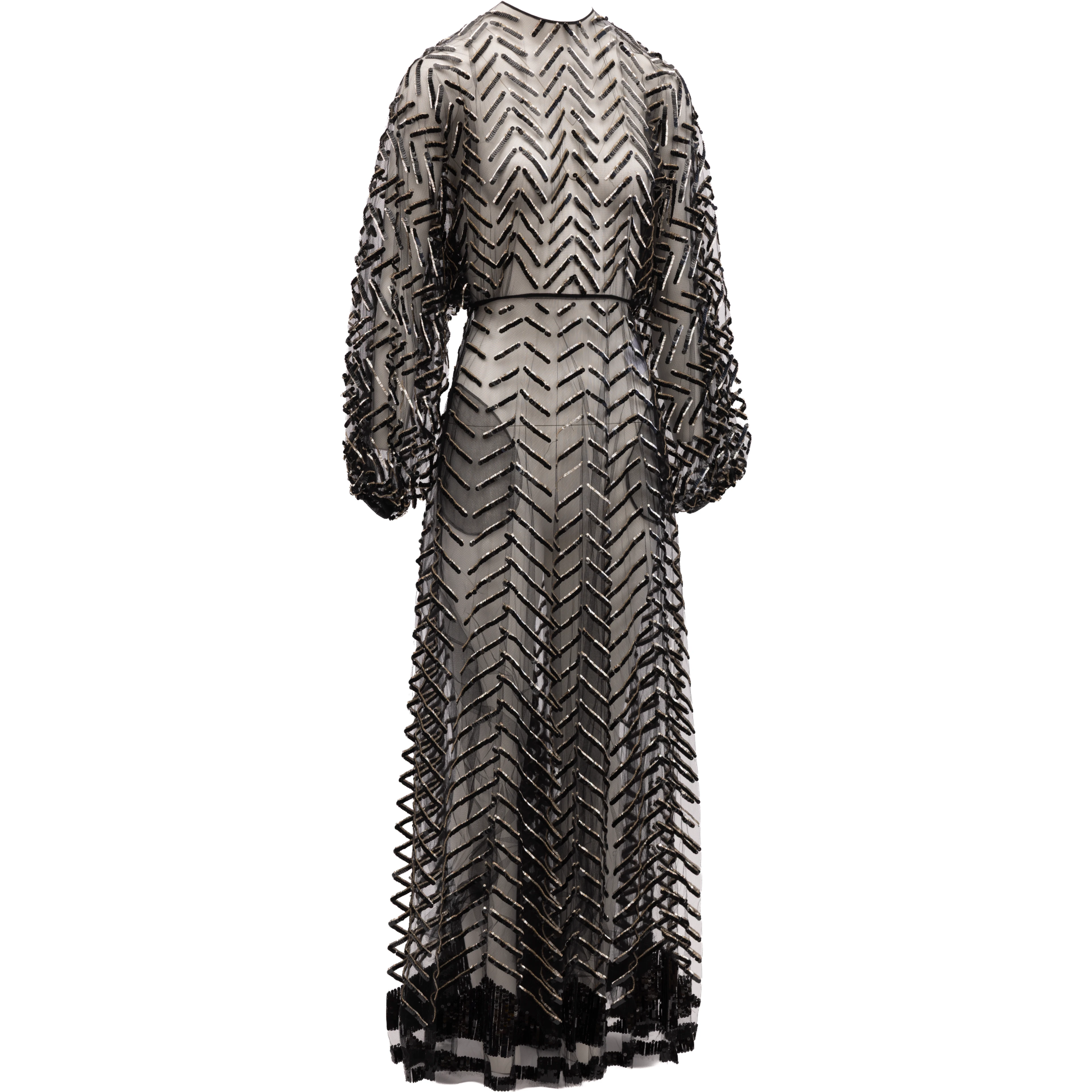 Black Embroidered Evening Dress