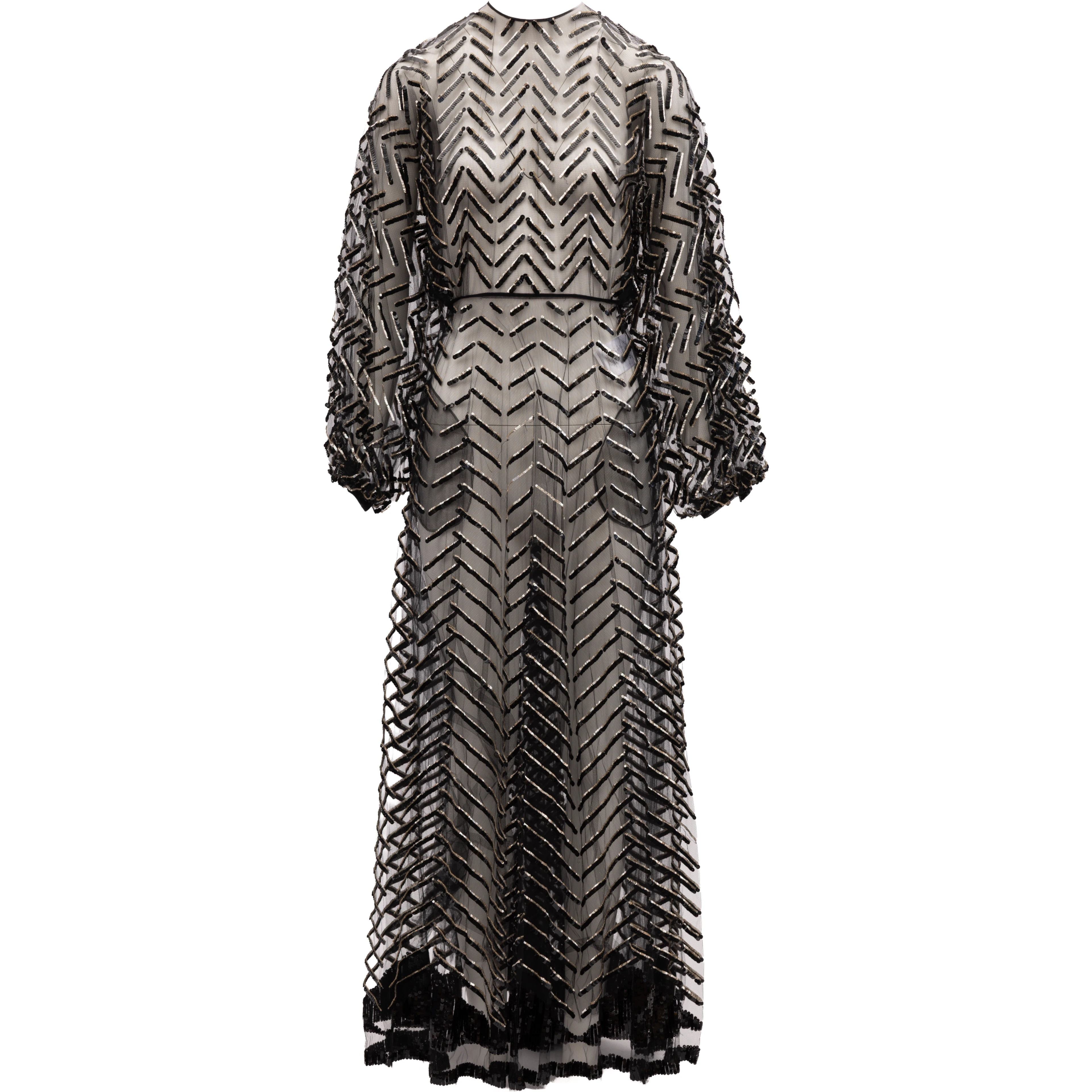 Black Embroidered Evening Dress