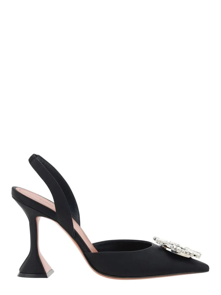 Black Satin High Heel Pumps