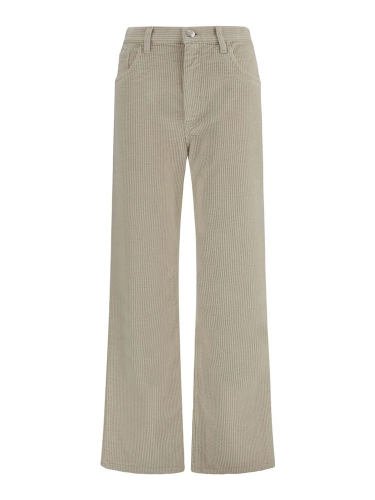 Beige Cotton Flared Pants