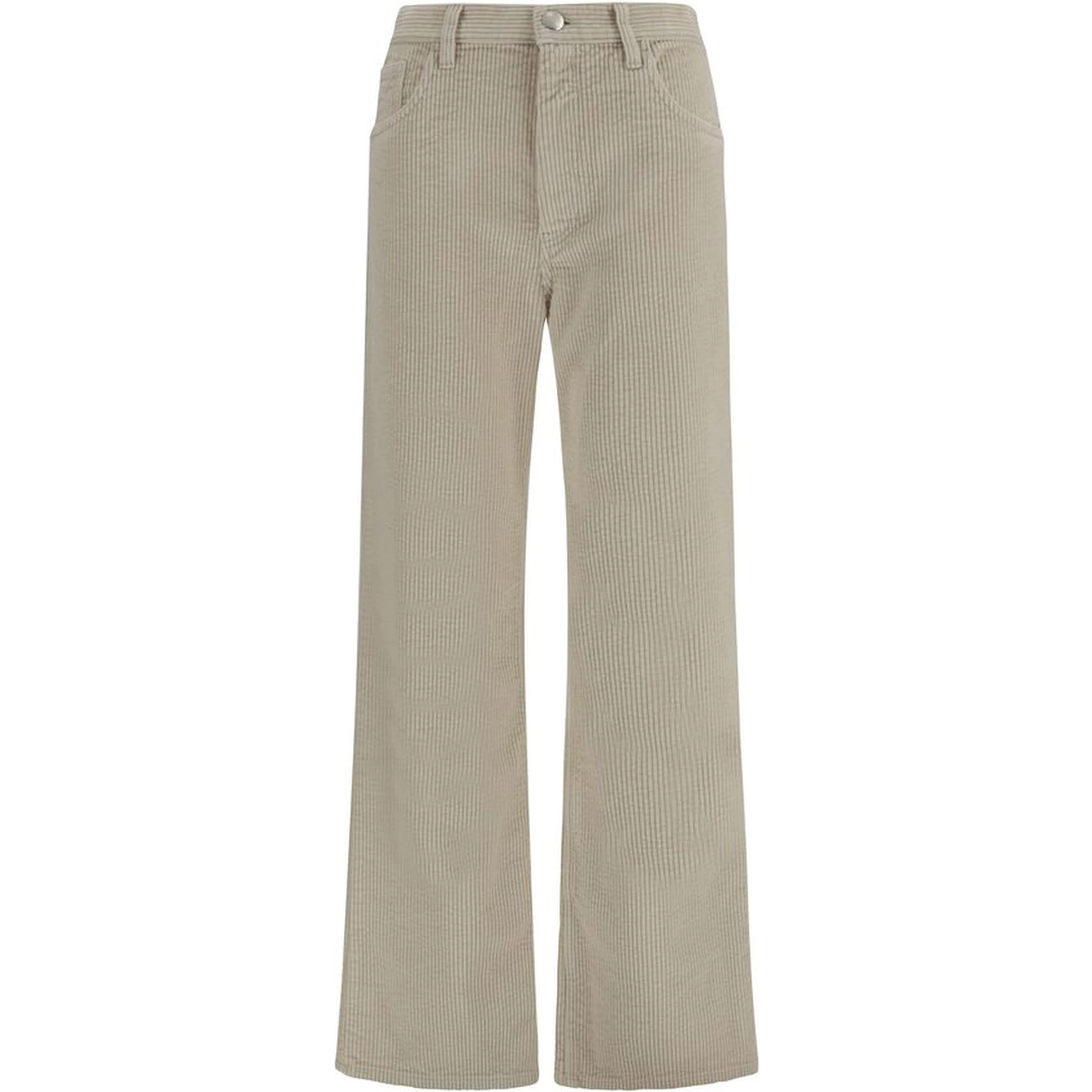 Beige Cotton Flared Pants