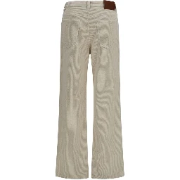 Beige Cotton Flared Pants