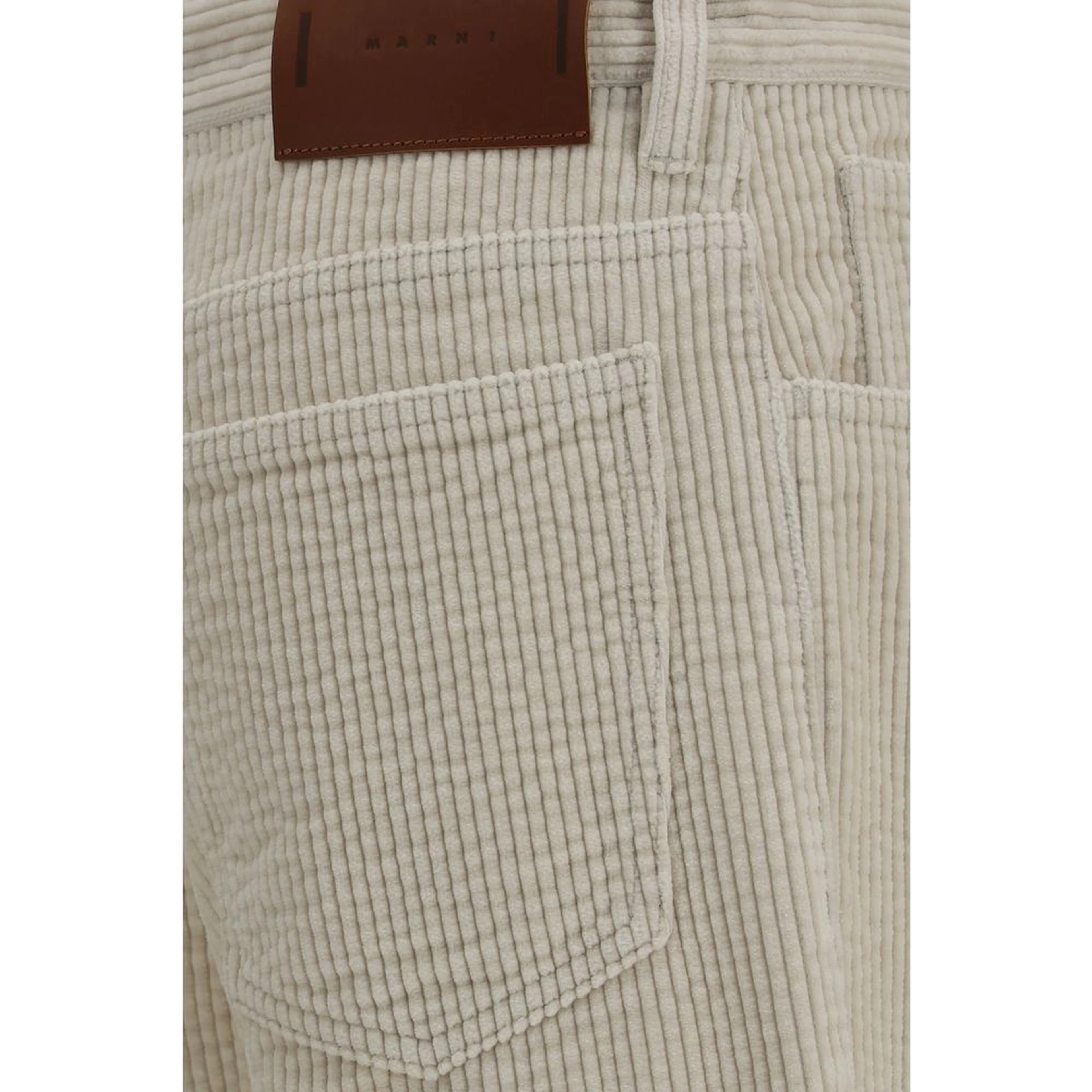 Beige Cotton Flared Pants