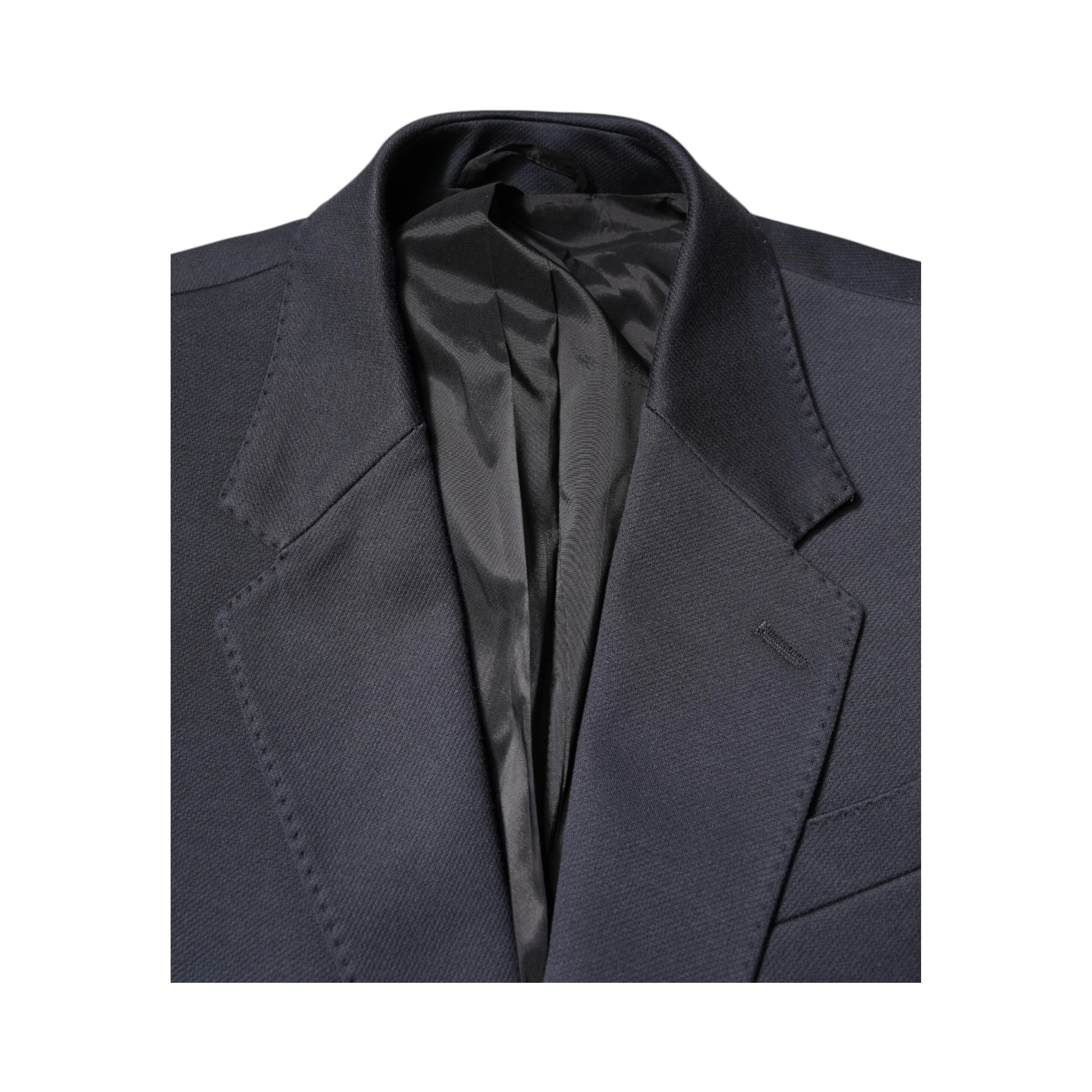 Dark Blue Cotton Men Jacket Coat Suit Blazer