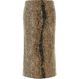 Brown Wool Midi Skirt