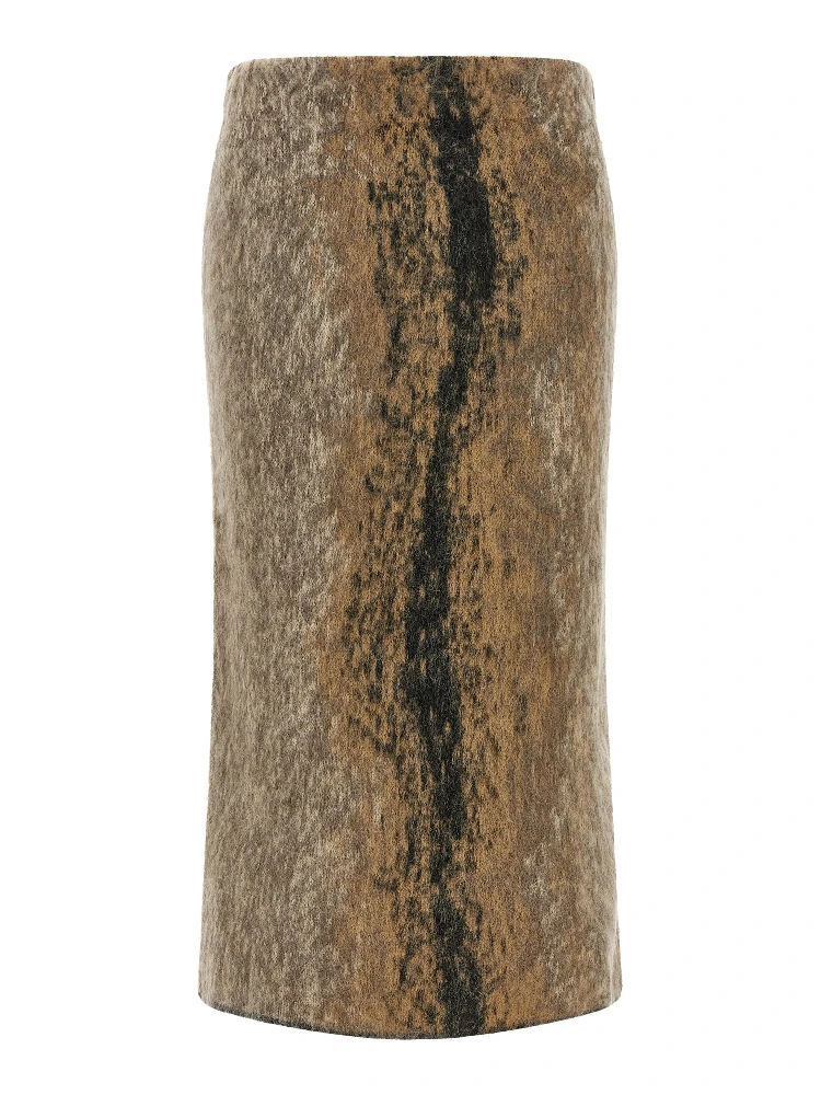 Brown Wool Midi Skirt