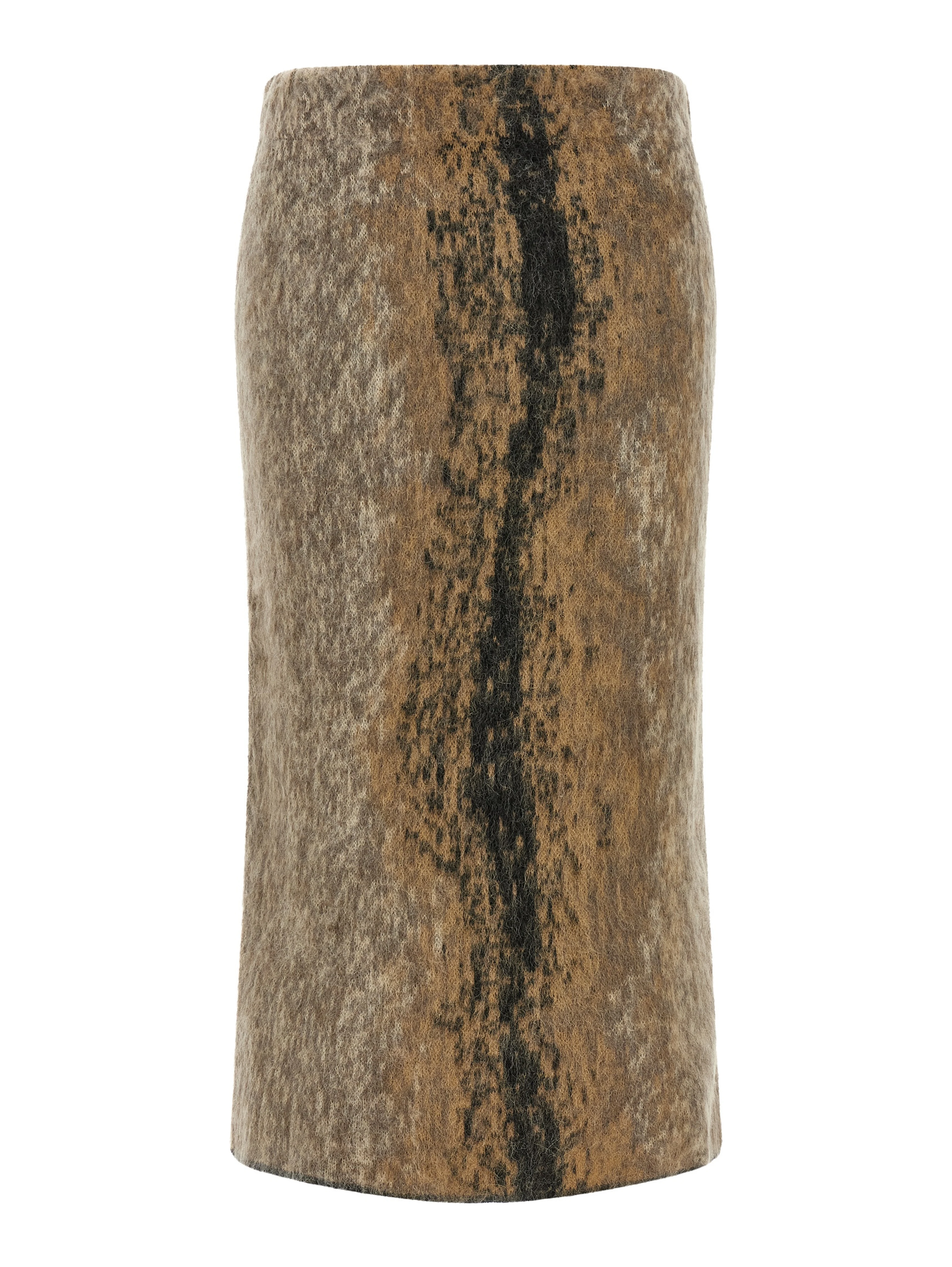 Brown Wool Midi Skirt