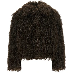 Brown Polyester Full-Length Jacket
