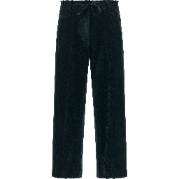 Blue Viscose Casual Pants