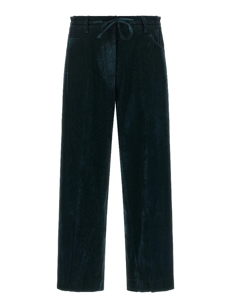 Blue Viscose Casual Pants