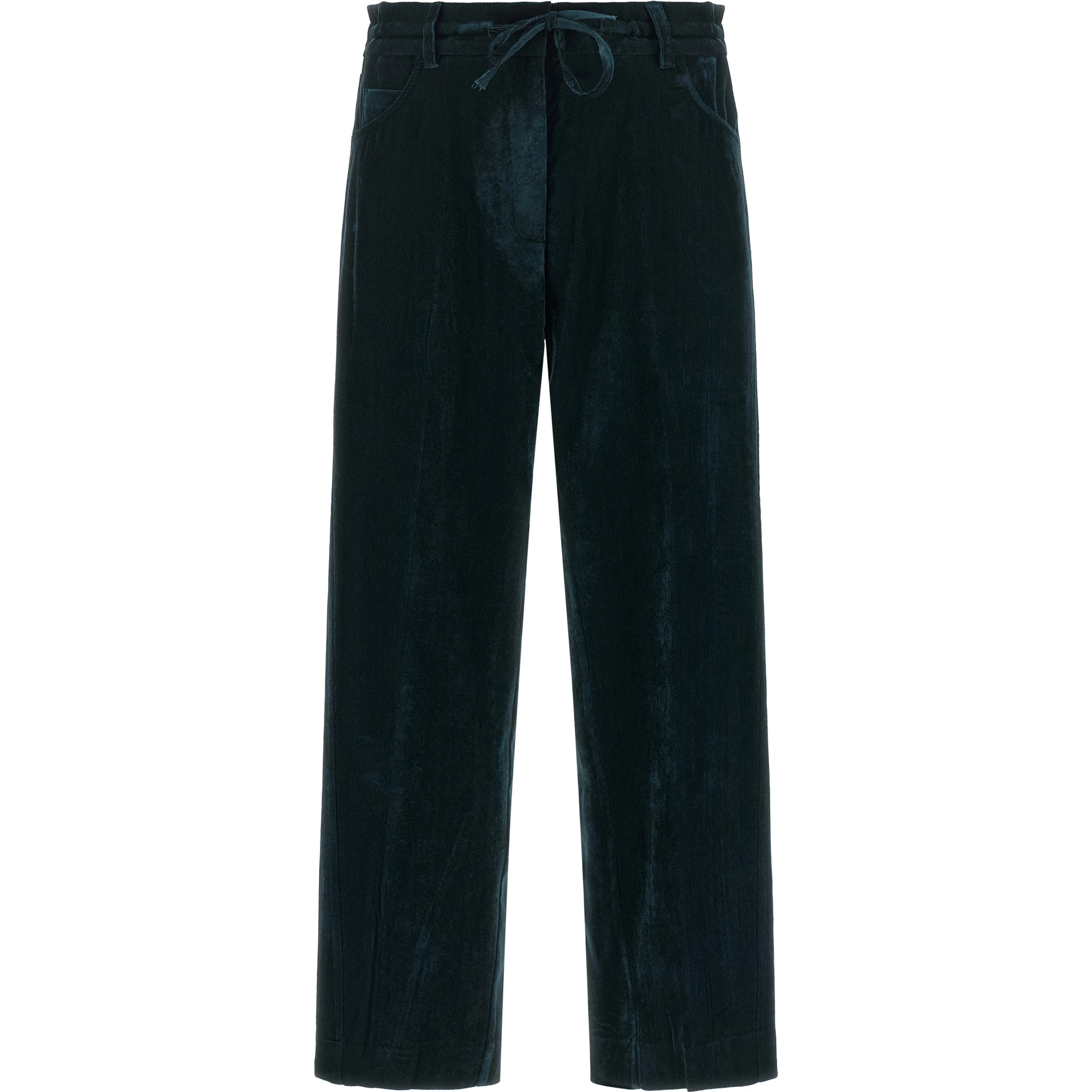 Blue Viscose Casual Pants