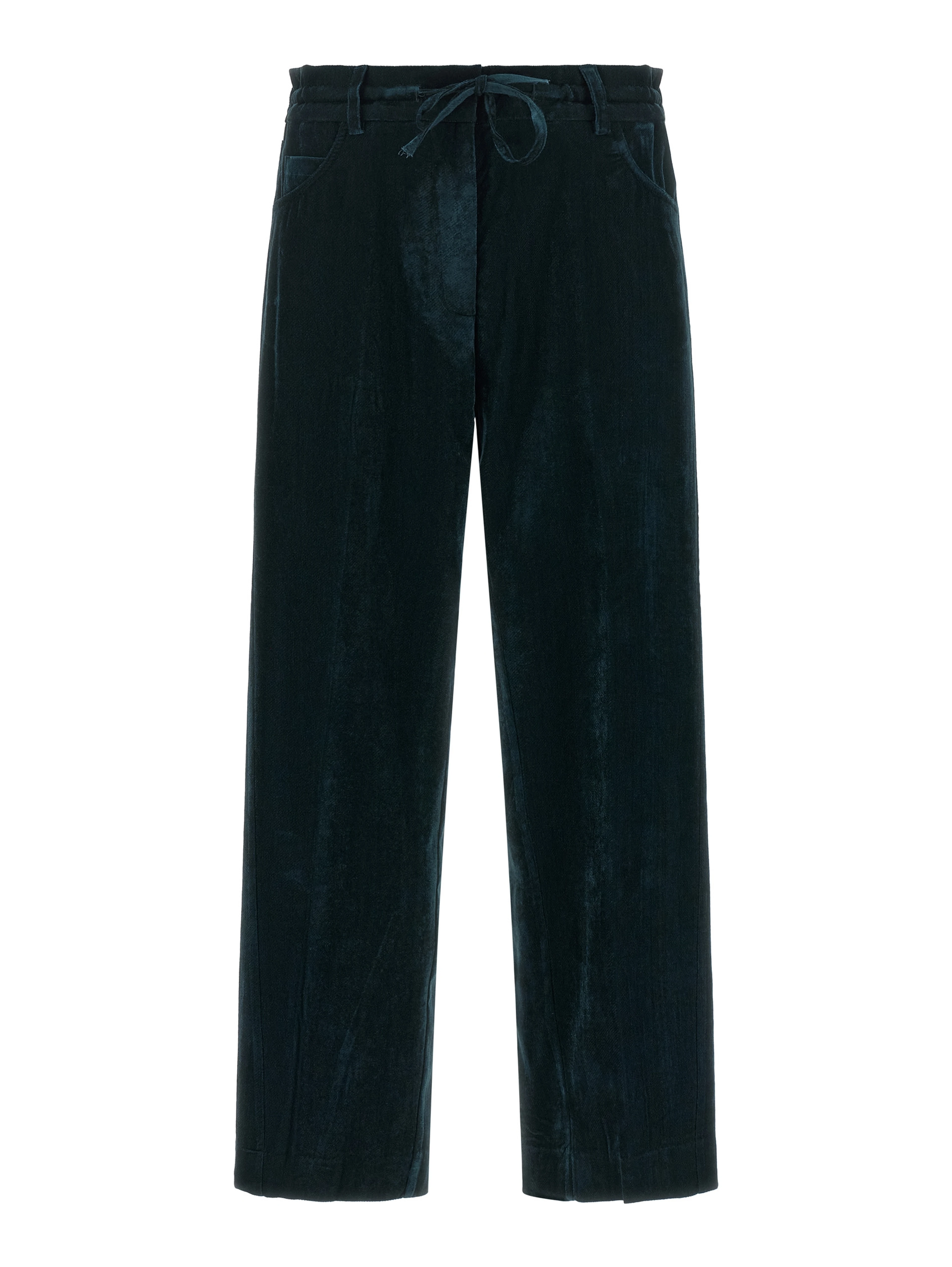 Blue Viscose Casual Pants