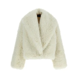White Polyester Biker Jacket