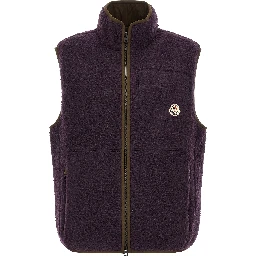 Purple Polyester Sleeveless Jacket