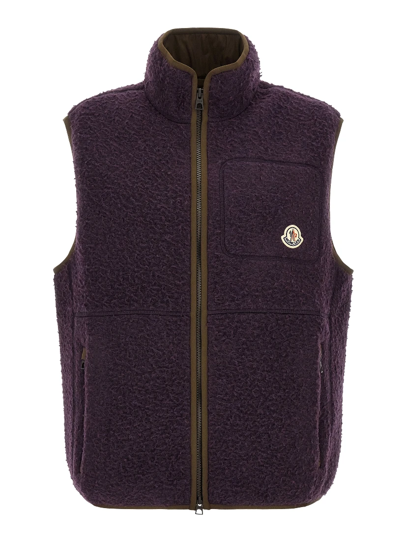 Purple Polyester Sleeveless Jacket