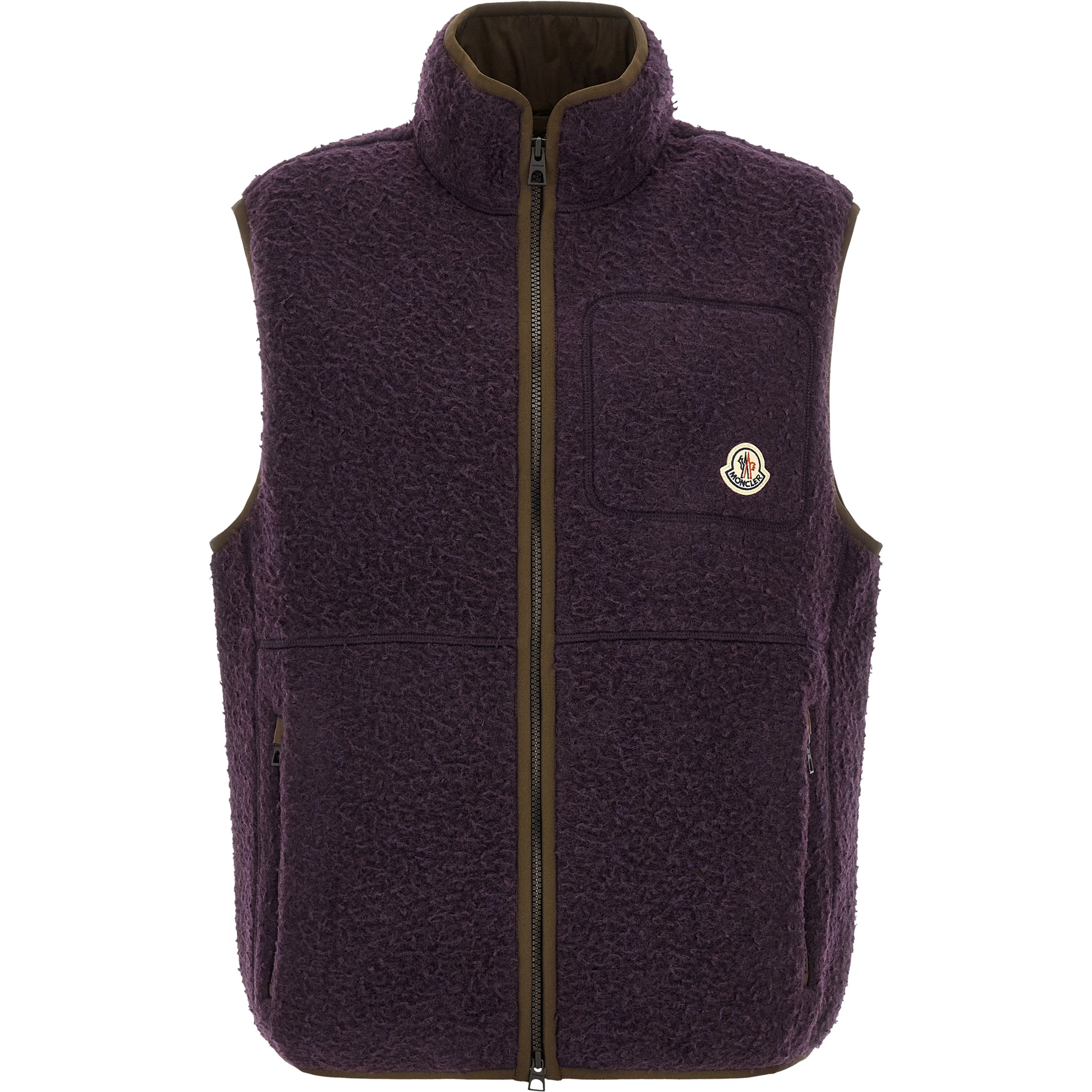 Purple Polyester Sleeveless Jacket