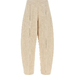 Beige Wool Cropped Pants