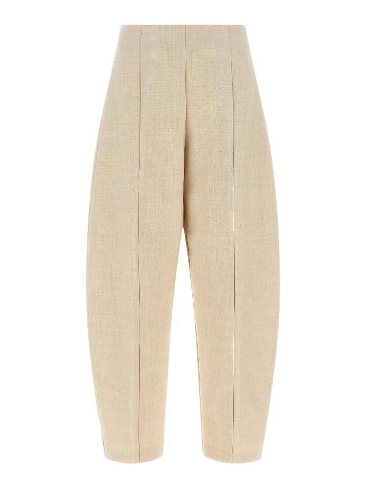 Beige Wool Cropped Pants