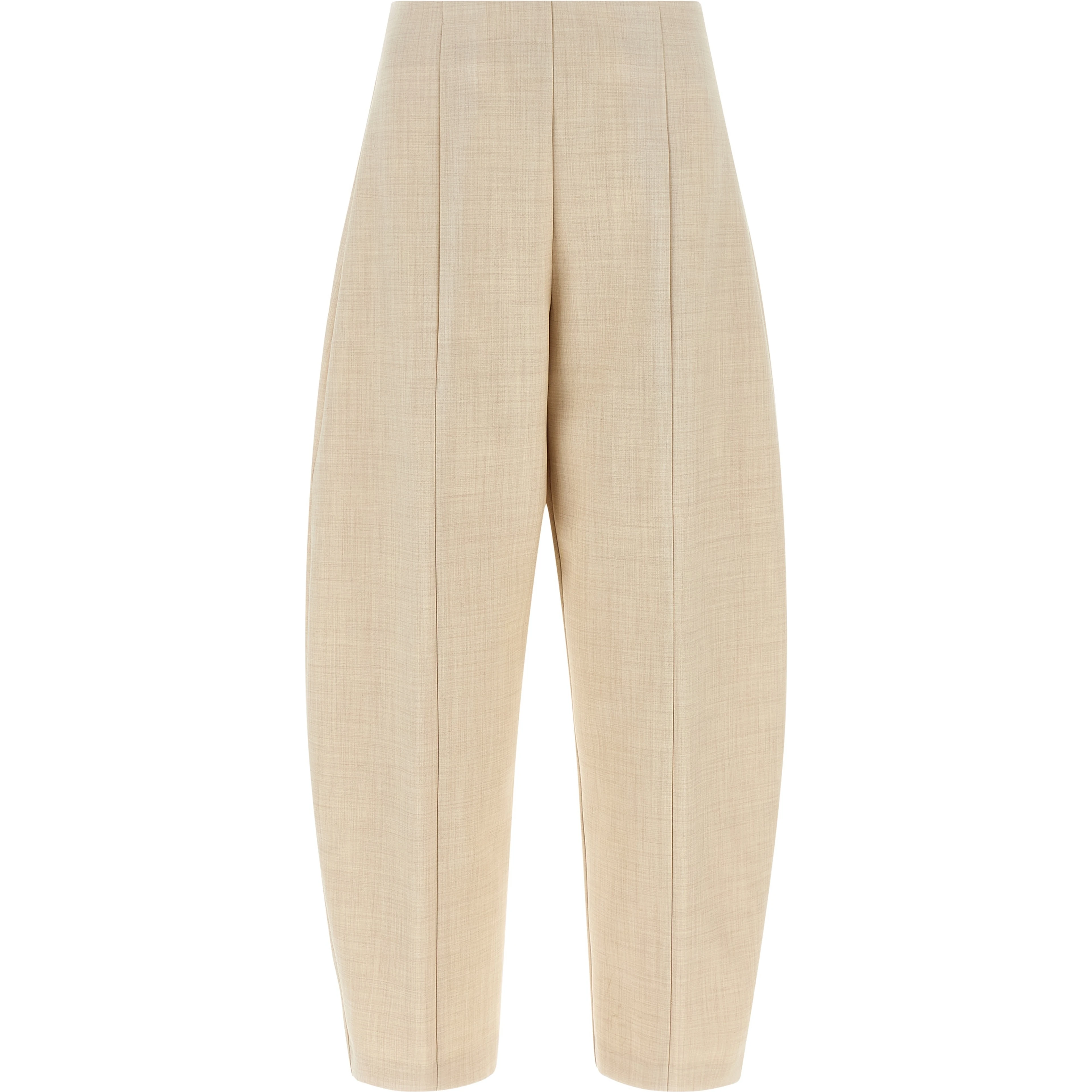 Beige Wool Cropped Pants