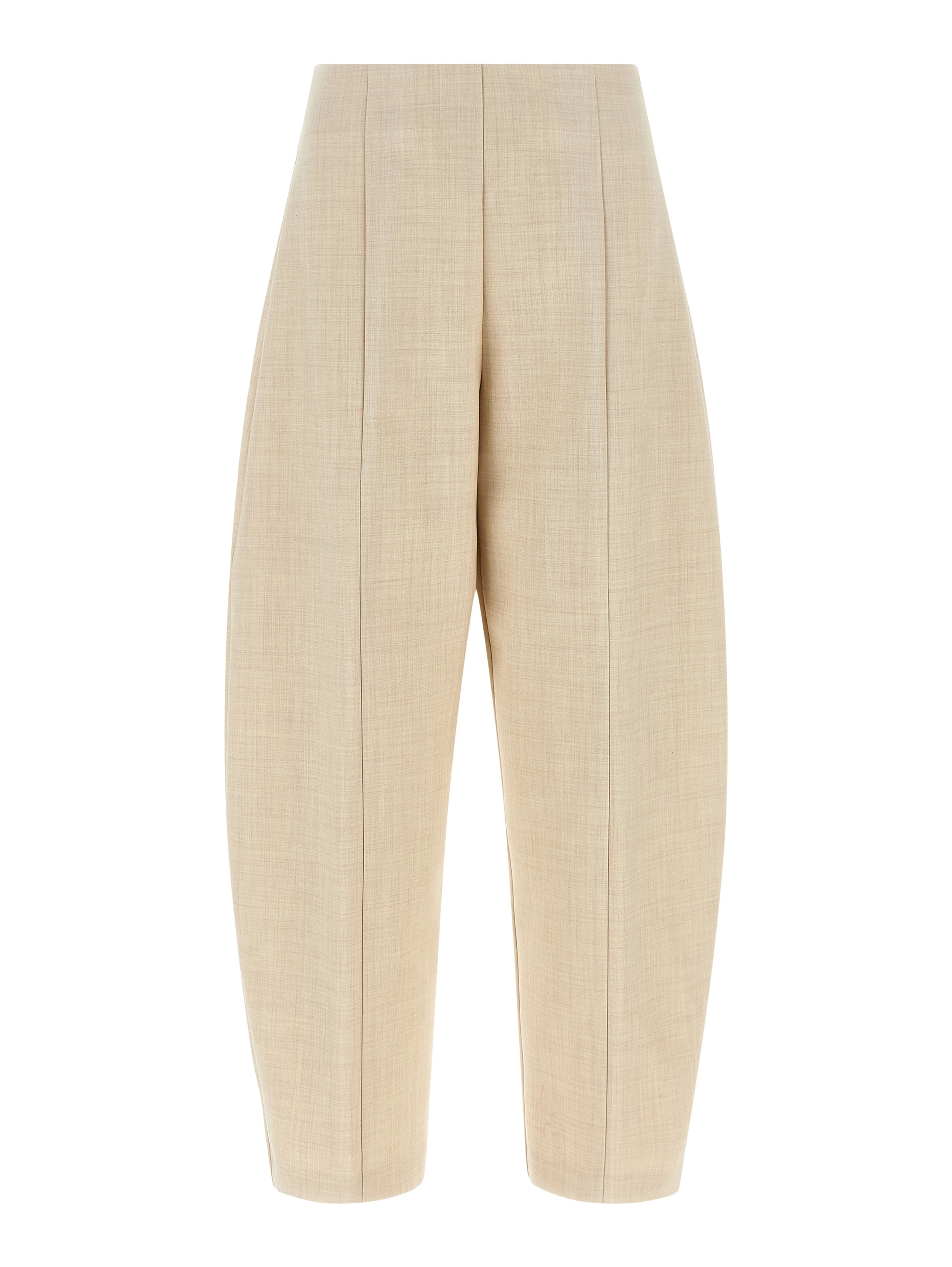 Beige Wool Cropped Pants