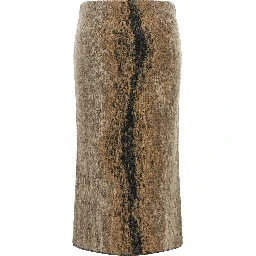 Brown Wool Midi Skirt