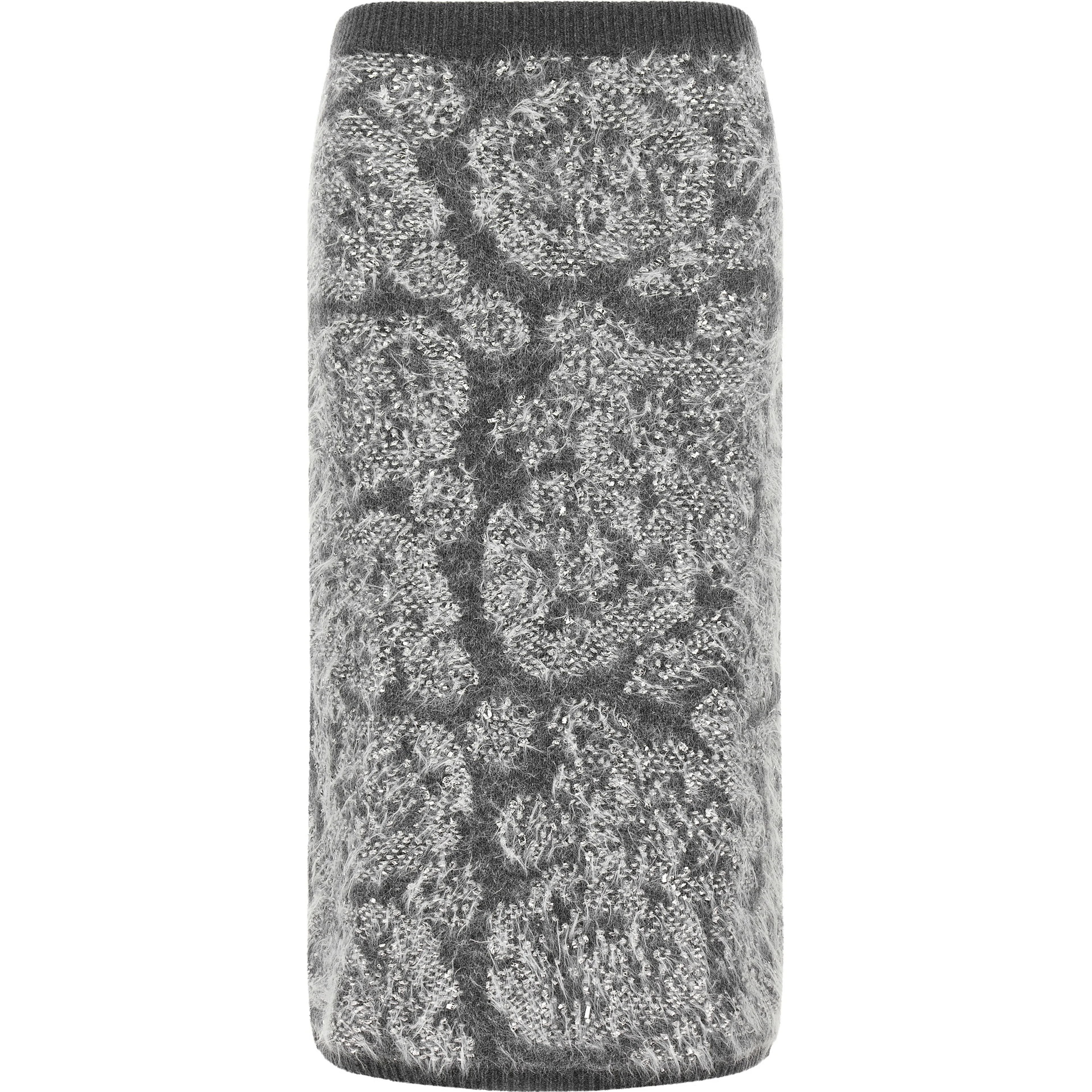 Gray Wool Midi Skirt