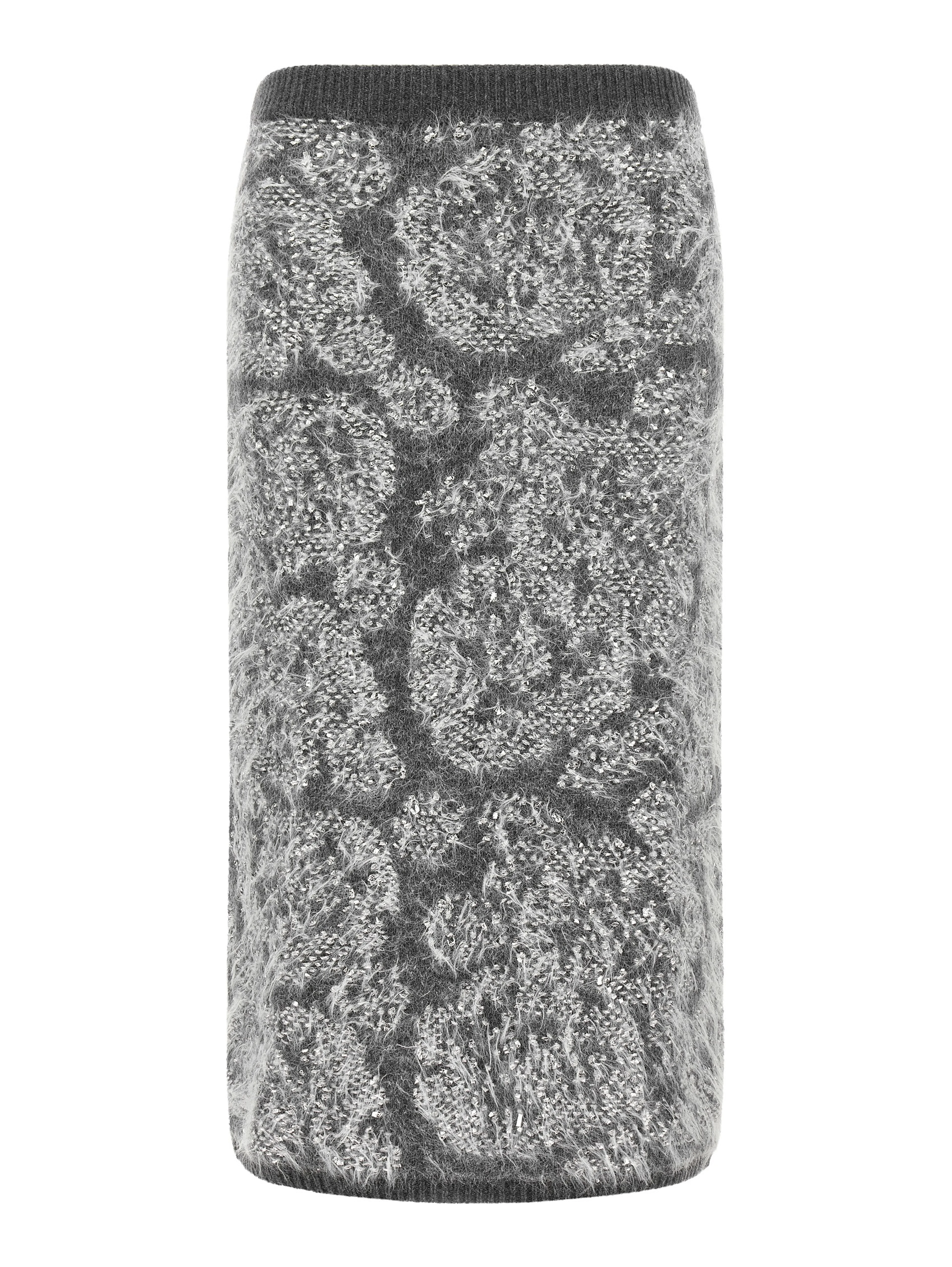 Gray Wool Midi Skirt
