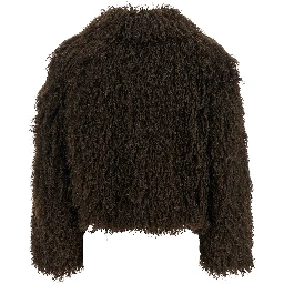 Brown Polyester Full-Length Jacket