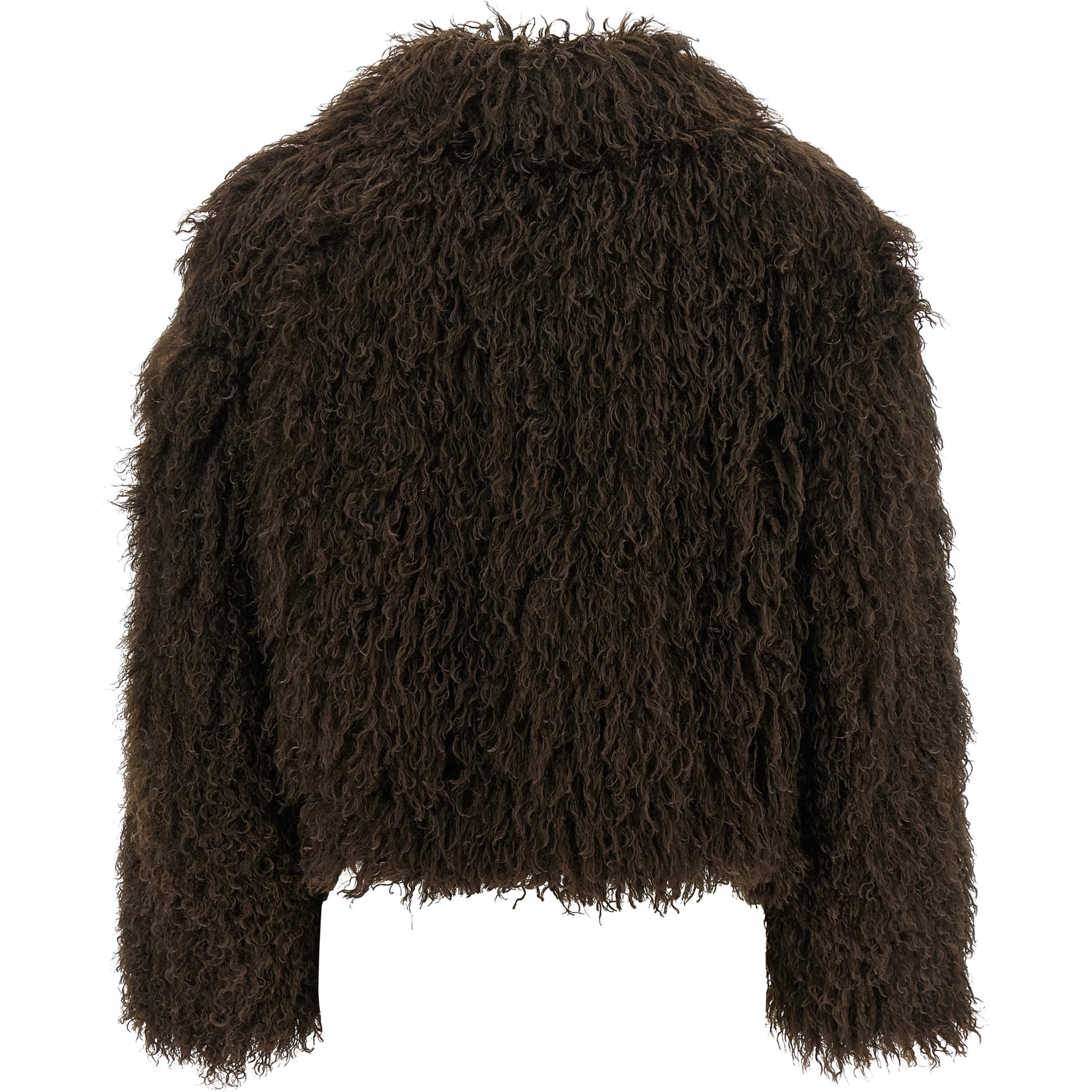 Brown Polyester Full-Length Jacket