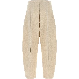 Beige Wool Cropped Pants
