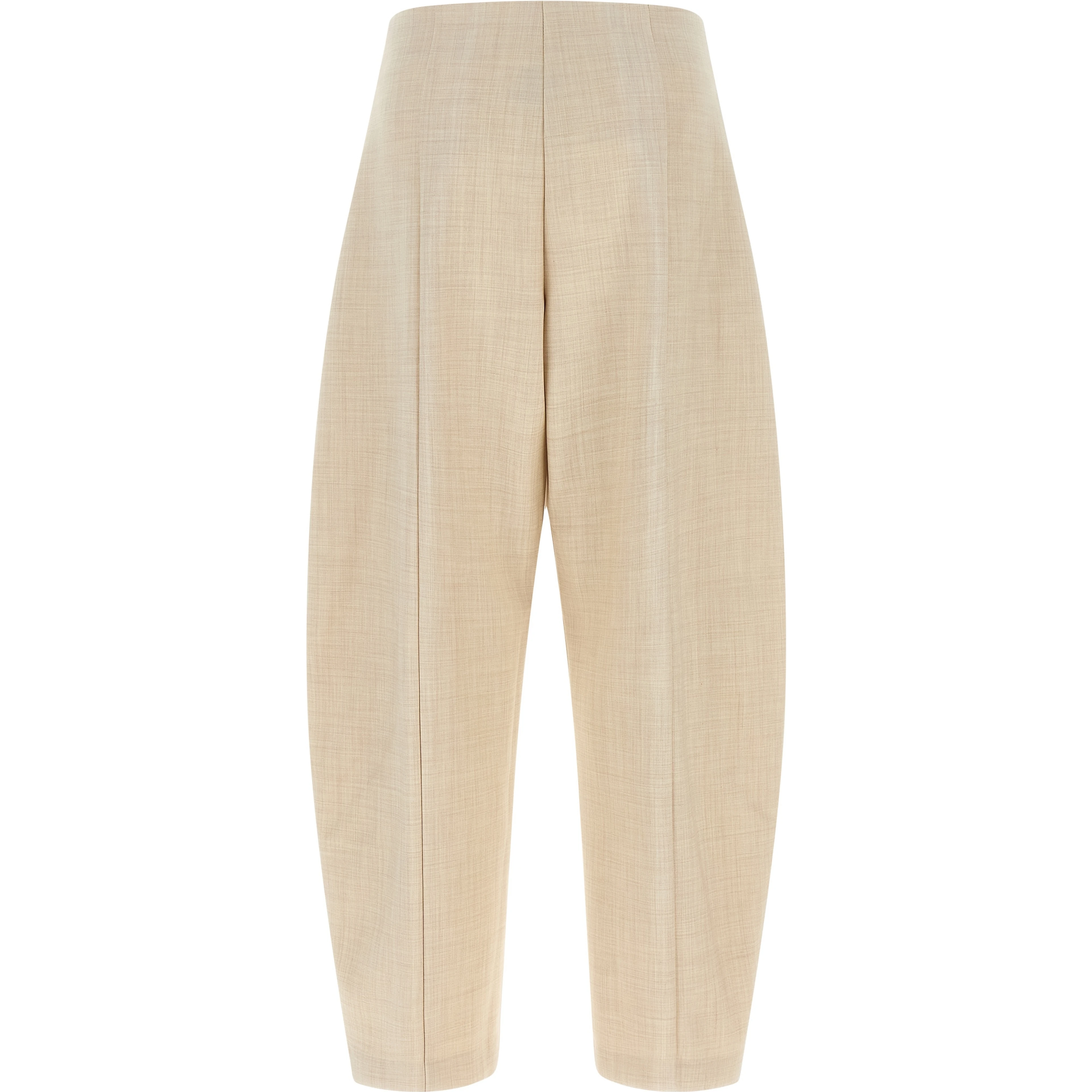 Beige Wool Cropped Pants