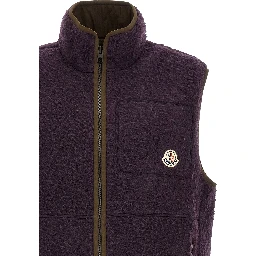 Purple Polyester Sleeveless Jacket