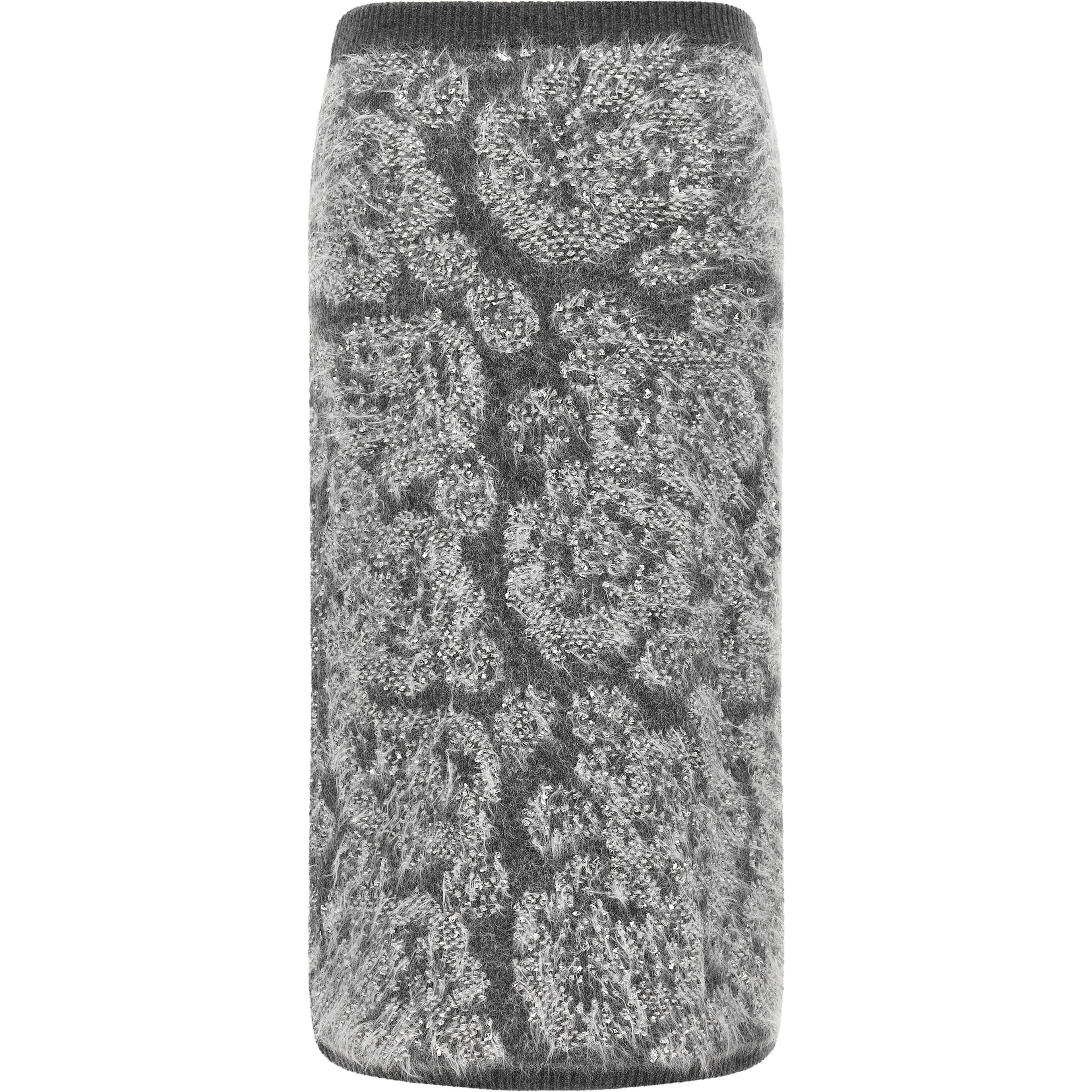 Gray Wool Midi Skirt
