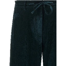 Blue Viscose Casual Pants