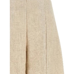 Beige Wool Cropped Pants