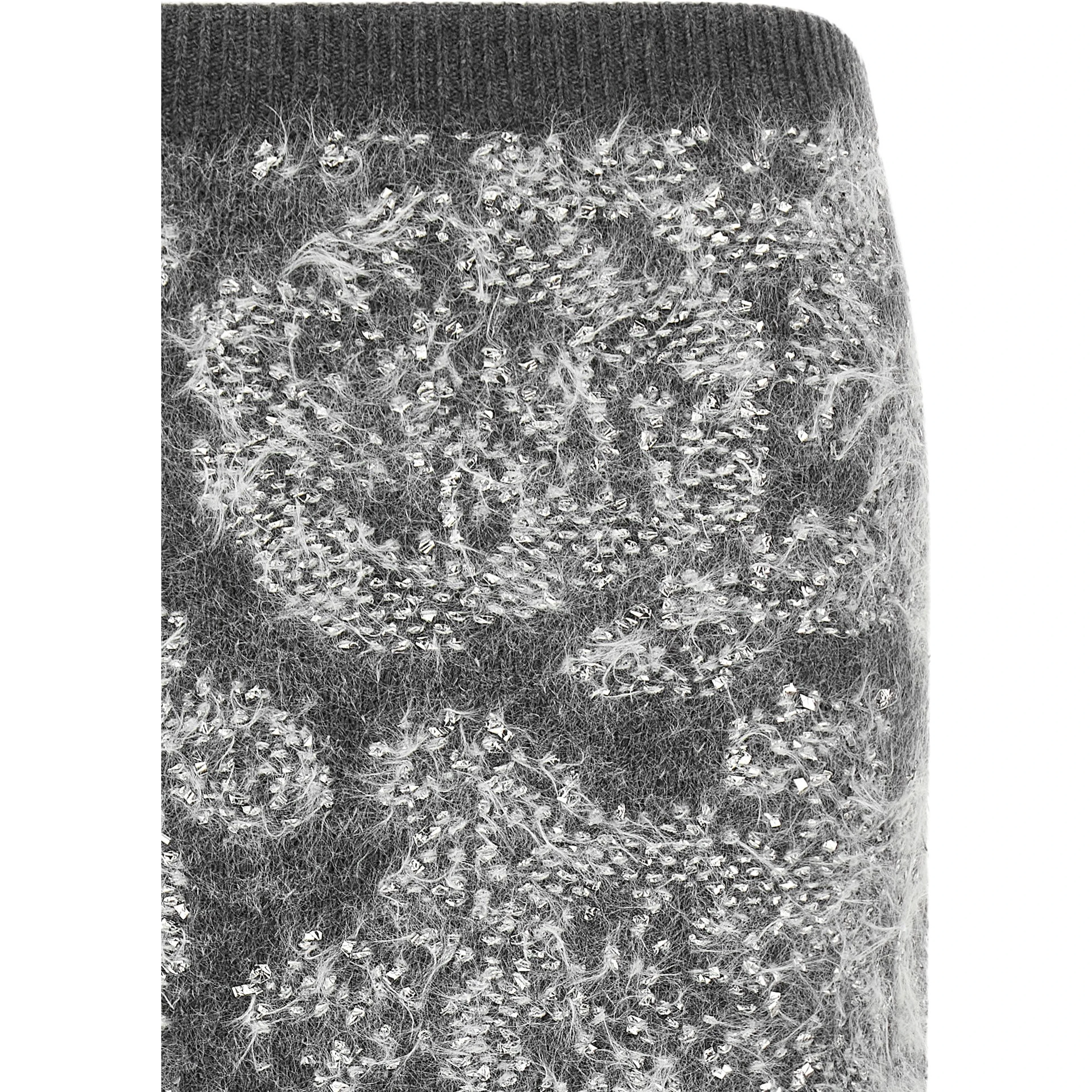 Gray Wool Midi Skirt