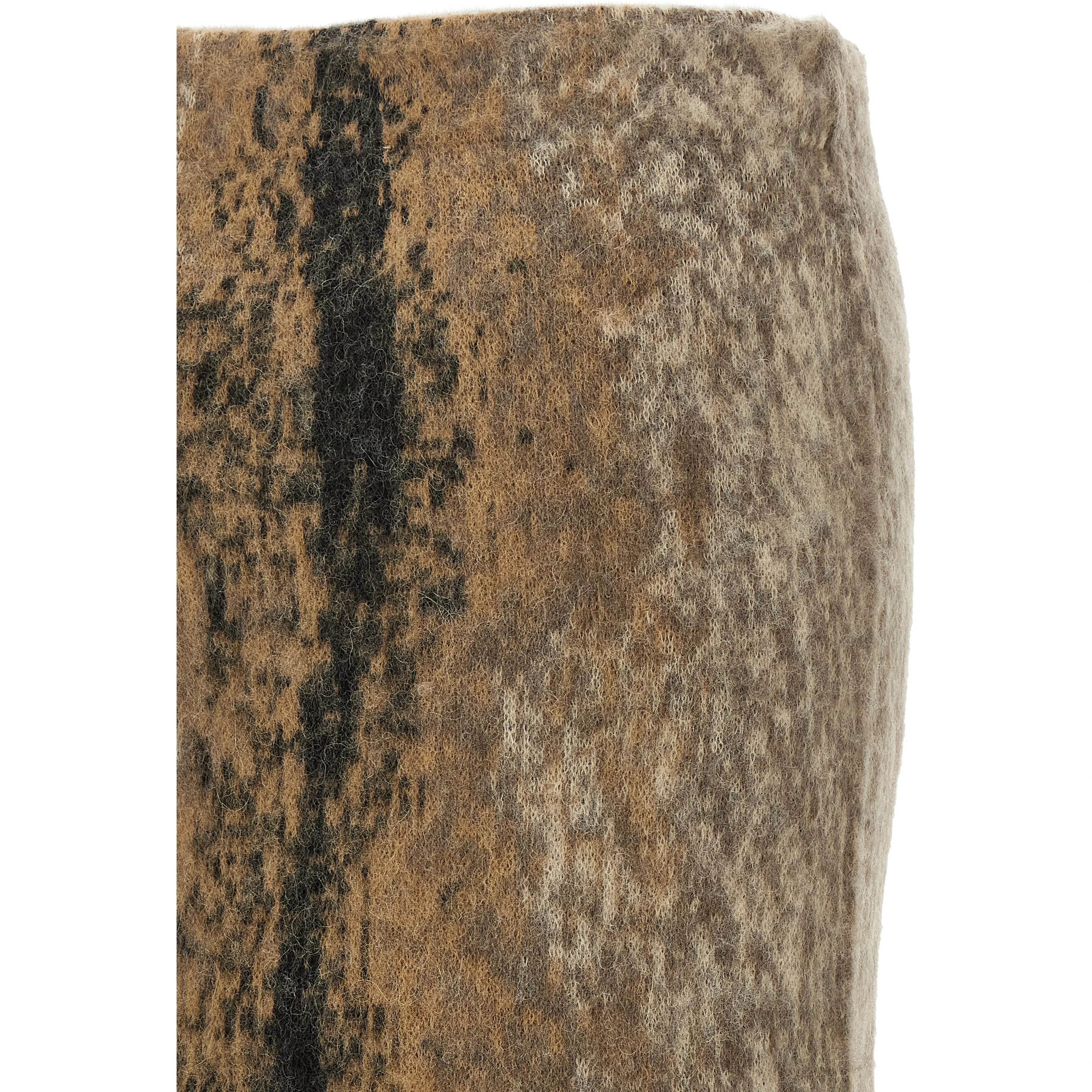 Brown Wool Midi Skirt
